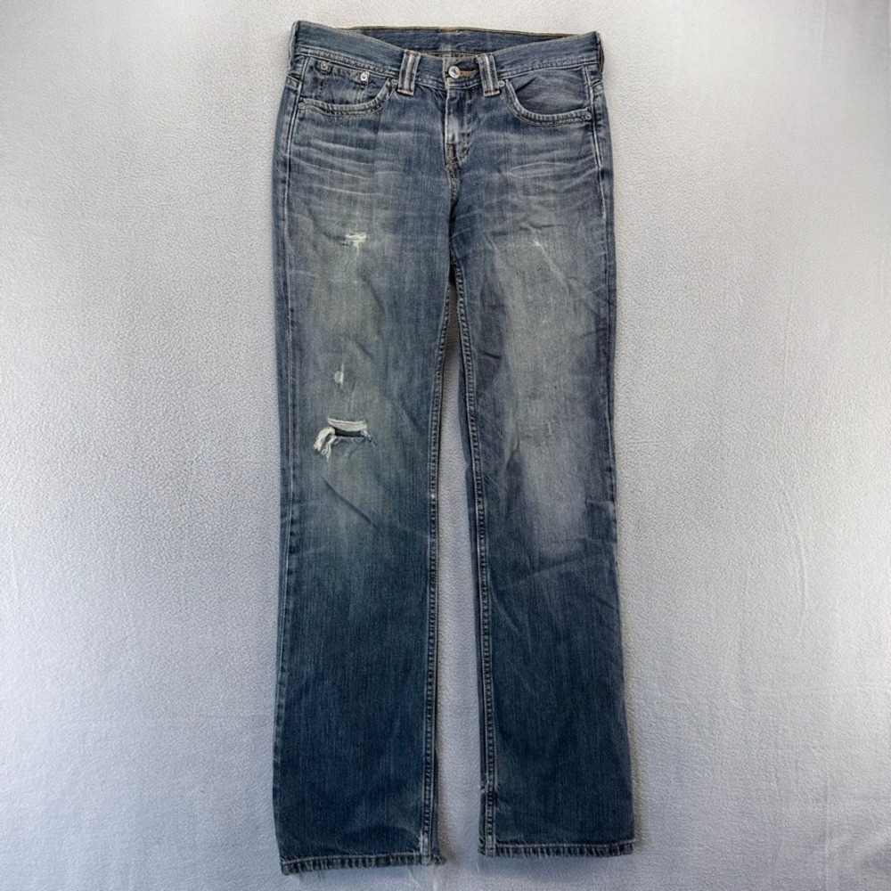 Vintage Levis Jeans Womens 30x34 Blue Denim 524 Distressed dark Wash Bootcut y2k